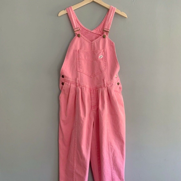 Guess by Marciano Denim - VTG Large Guess Jeans Pink Denim Pleated Overalls